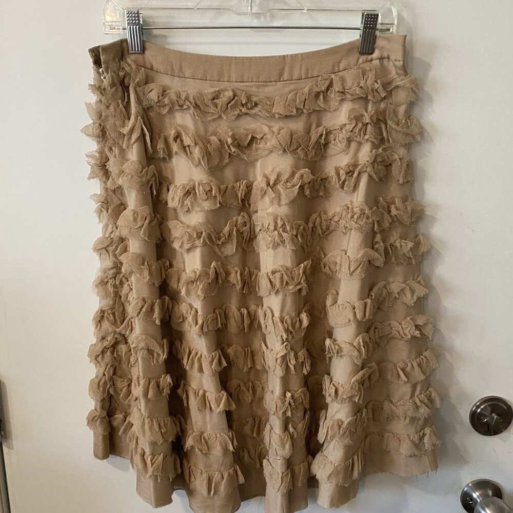 Wyeth By Todd Magill Seasonal Collection Nude/Blush Silk Ruffle Skirt 6/8 Small